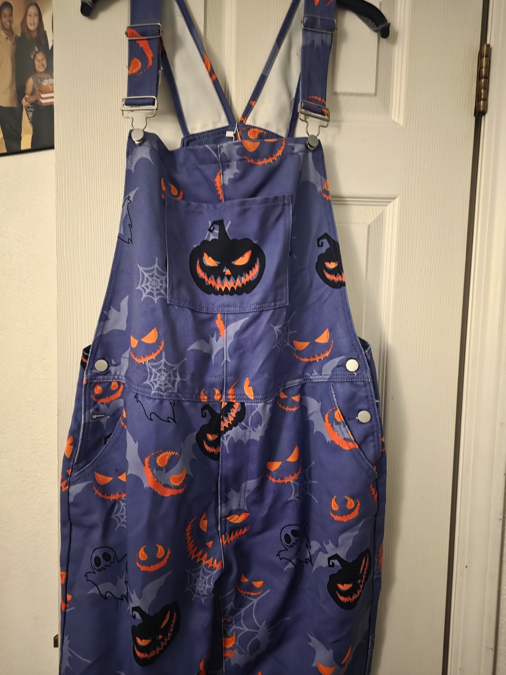 Halloween Pumpkin Print Kids Overall Romper - Purple Orange